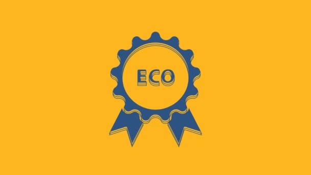 Blue Banner Label Tag Logo Eco Green Healthy Food Icon — Stock Video