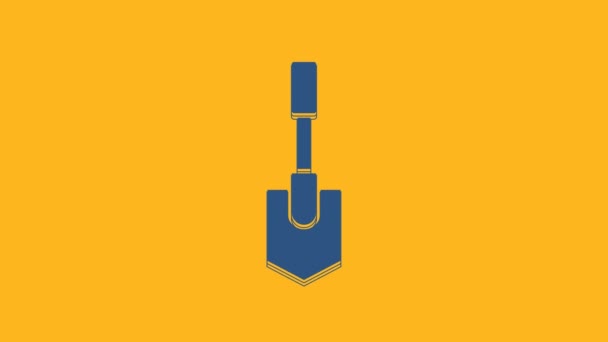 Blue Shovel Symbol Isoliert Auf Orangefarbenem Hintergrund Gartenwerkzeug Werkzeug Für — Stockvideo