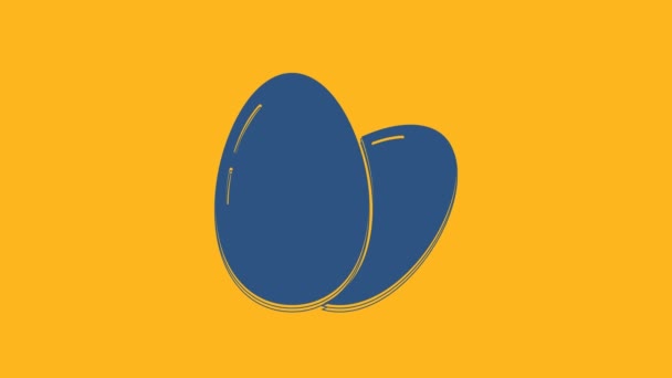 Niebieska Ikona Jaja Kurzego Izolowana Pomarańczowym Tle Animacja Graficzna Ruchu — Wideo stockowe