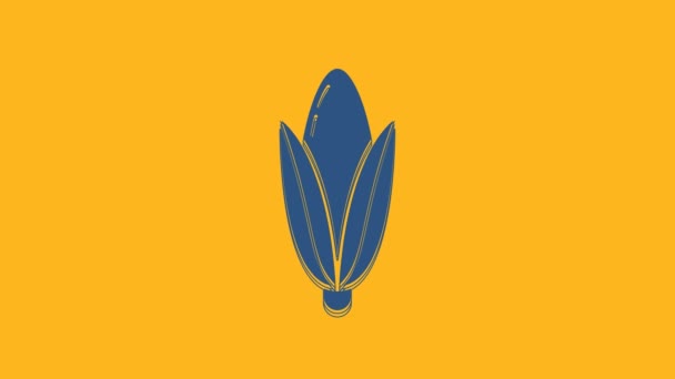 Піктограма Синього Кукурудзи Ізольована Помаранчевому Фоні Відео Рух Графічна Анімація — стокове відео