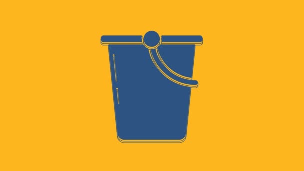 Blue Bucket Icon Isolated Orange Background Video Motion Graphic Animation — Stock video