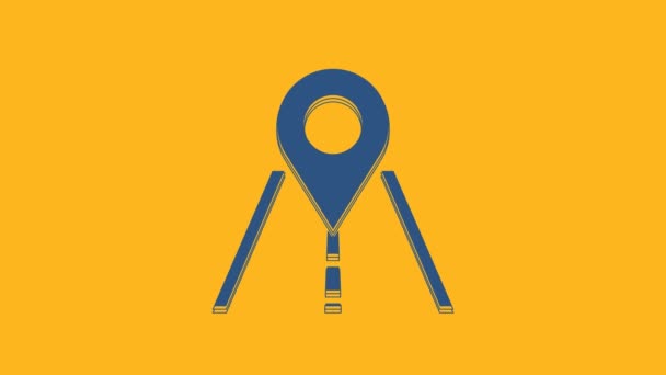 Blue Road Traffic Sign Signpost Icon Isolated Orange Background Pointer — Vídeo de Stock