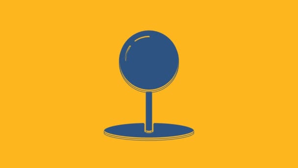 Azul Push Pin Icono Aislado Sobre Fondo Naranja Signo Chinchetas — Vídeos de Stock