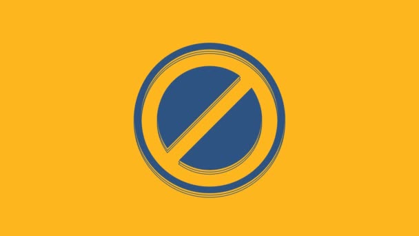 Blue Stop Sign Icon Isolated Orange Background Traffic Regulatory Warning — Stock Video