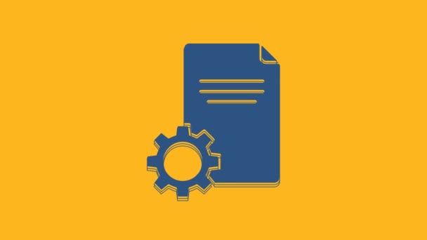 Blue File Document Icon Isolated Orange Background Adjusting Service Setting — Stock Video