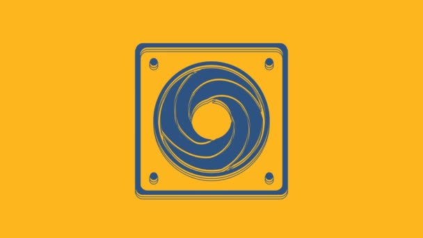Blaues Computer Kühler Symbol Isoliert Auf Orangefarbenem Hintergrund Hardware Fan — Stockvideo