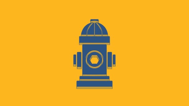 Blue Fire Hydrant Icon Isolated Orange Background Video Motion Graphic — Videoclip de stoc