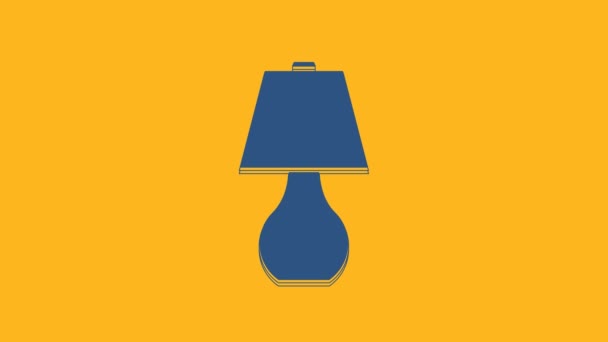 Icône Lampe Table Bleue Isolée Sur Fond Orange Animation Graphique — Video