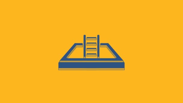 Μπλε Πισίνα Σκάλα Εικονίδιο Απομονώνονται Πορτοκαλί Φόντο Γραφική Κίνηση Κίνησης — Αρχείο Βίντεο