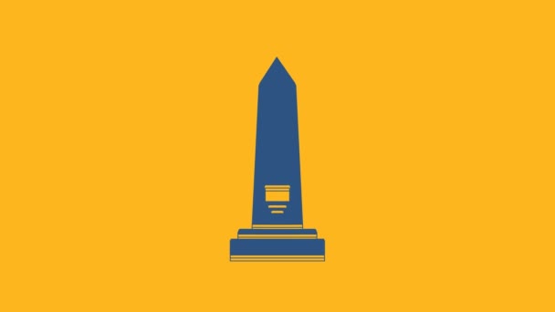 Icône Monument Bleu Washington Isolé Sur Fond Orange Concept Commémoration — Video