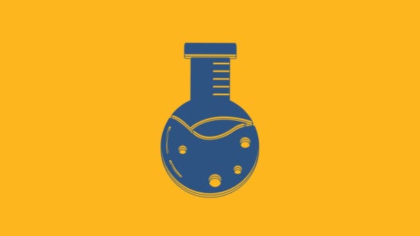 Blue Test Tube Flask Chemical Laboratory Test Icon Isolated Orange — Wideo stockowe