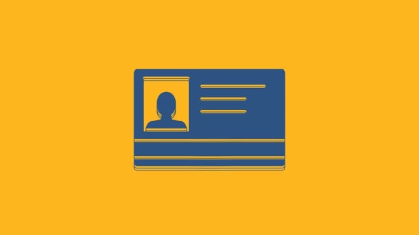 Blue Identification Badge Icon Isolated Orange Background Can Used Presentation — Stockvideo