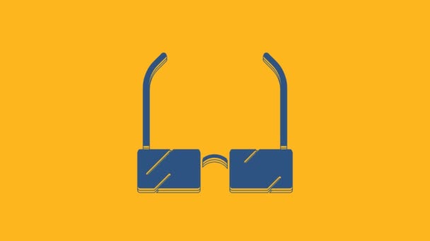 Blue Glasses Icon Isolated Orange Background Eyeglass Frame Symbol Video — Video Stock