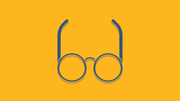 Blue Glasses Icon Isolated Orange Background Eyeglass Frame Symbol Video — Stock video