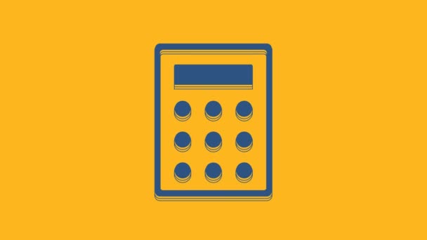 Blue Calculator Icon Isolated Orange Background Accounting Symbol Business Calculations — 비디오