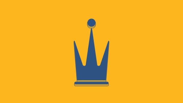 Icono Corona Azul Aislado Sobre Fondo Naranja Animación Gráfica Vídeo — Vídeos de Stock