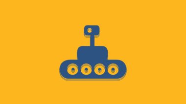 Blue Mars rover icon isolated on orange background. Space rover. Moonwalker sign. Apparatus for studying planets surface. 4K Video motion graphic animation.