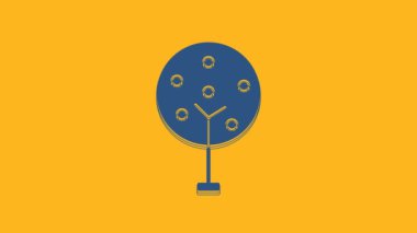 Blue Tree icon isolated on orange background. Forest symbol. 4K Video motion graphic animation.