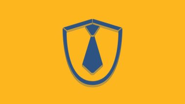 Blue Tie icon isolated on orange background. Necktie and neckcloth symbol. 4K Video motion graphic animation.