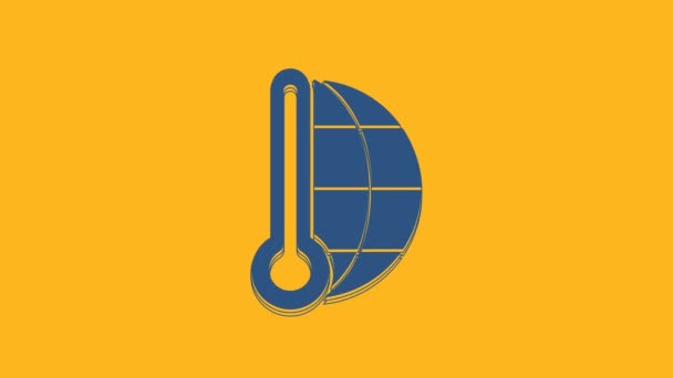 Blauwe Meteorologie Thermometer Meten Warmte Koude Pictogram Geïsoleerd Oranje Achtergrond — Stockvideo
