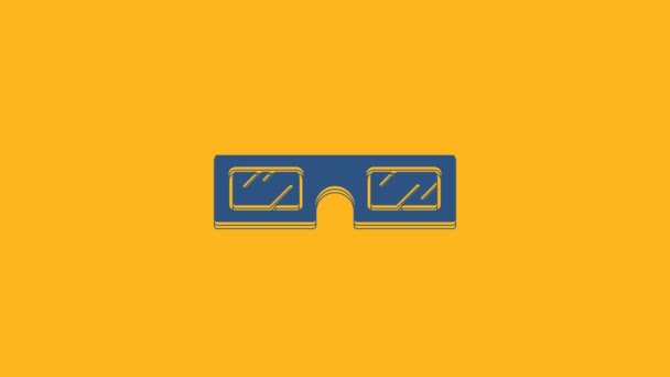 Blue Cinema Glasses Icon Isolated Orange Background Video Motion Graphic — Stock Video