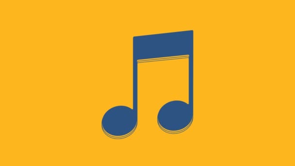 蓝色的音乐音符 色调图标孤立在橙色背景上 4K视频运动图形动画 — 图库视频影像