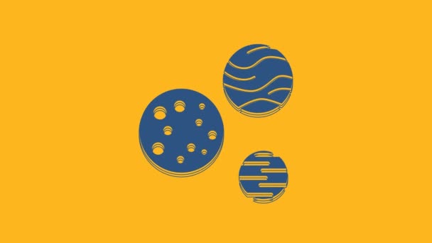 蓝色星球图标孤立在橙色背景 4K视频运动图形动画 — 图库视频影像
