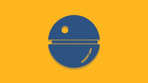 蓝色死亡之星的图标孤立在橙色背景 4K视频运动图形动画 — 图库视频影像