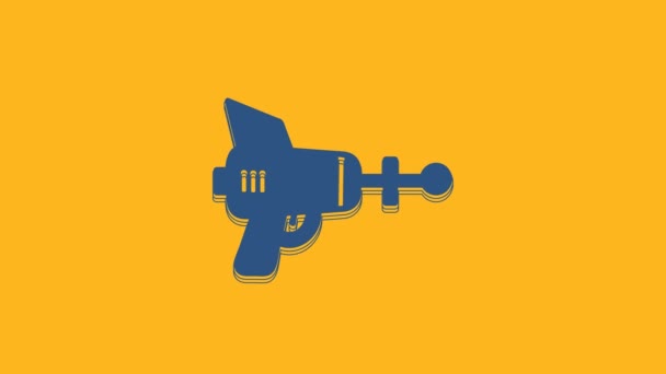Blue Ray Gun Icon Isolated Orange Background Laser Weapon Space — 图库视频影像