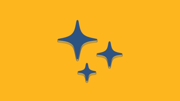Icono Estrella Azul Cayendo Aislado Sobre Fondo Naranja Estrella Fugaz — Vídeos de Stock