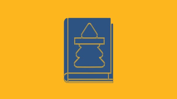 Capa Livro Natal Azul Ícone Modelo Panfleto Isolado Fundo Laranja — Vídeo de Stock