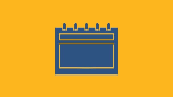 Blue Calendar Icon Isolated Orange Background Event Reminder Symbol Merry — Vídeos de Stock