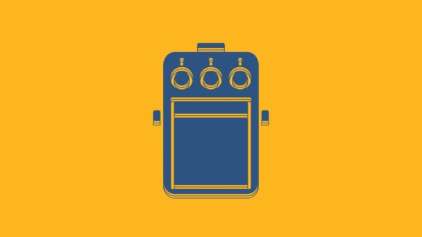 Blue Guitar Pedal Icon Isolated Orange Background Musical Equipment Video — Stock Video