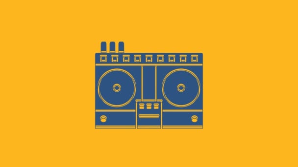 Telecomando Blu Riprodurre Mixare Icona Musicale Isolata Sfondo Arancione Miscelatore — Video Stock