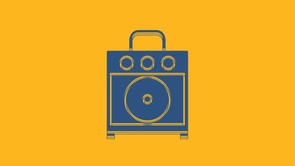 Blue Guitar Amplifier Icon Isolated Orange Background Musical Instrument Video — Stock Video