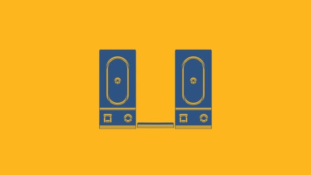 Blue Stereo Speaker Icon Isolated Orange Background Sound System Speakers — 图库视频影像