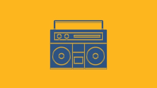 Blue Home Stereo Two Speakers Icon Isolated Orange Background Music — Video Stock