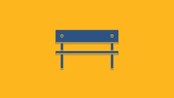 Blue Bench Icon Isolated Orange Background Video Motion Graphic Animation — Video Stock