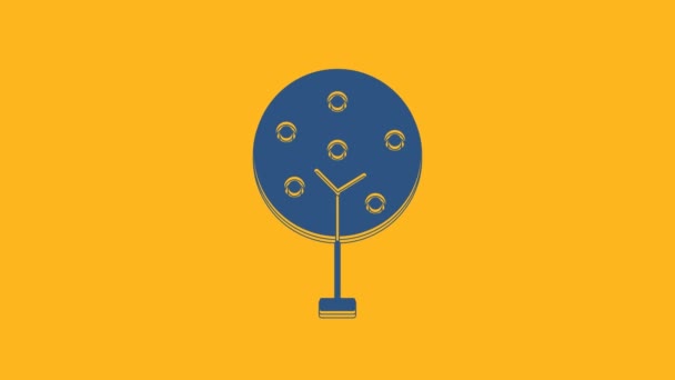 Blue Tree Icon Isolated Orange Background Forest Symbol Video Motion — Vídeos de Stock