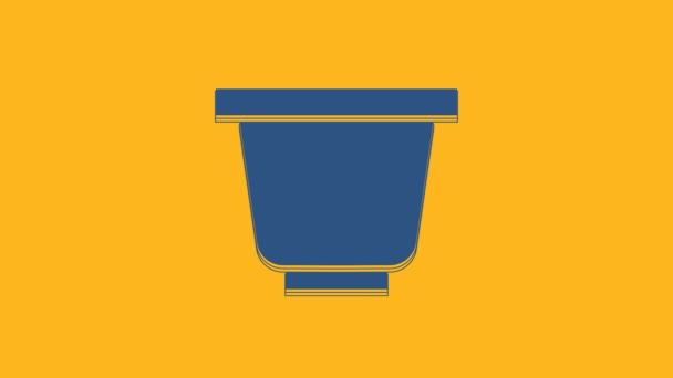 Blue Flower Pot Icon Isolated Orange Background Video Motion Graphic — Stock Video