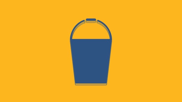 Blue Bucket Icon Isolated Orange Background Video Motion Graphic Animation — Stock videók