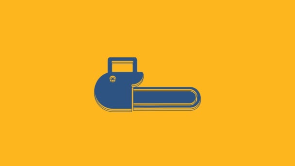 Blue Chainsaw Icon Isolated Orange Background Video Motion Graphic Animation — 图库视频影像