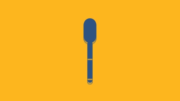 Blue Spoon Icon Isolated Orange Background Cooking Utensil Cutlery Sign — Stock Video