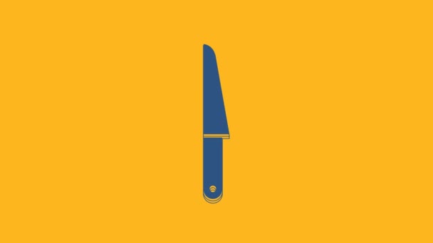 Blue Knife Symbol Isoliert Auf Orangefarbenem Hintergrund Bestecksymbol Vorhanden Video — Stockvideo