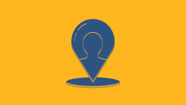 Blue Map Marker Silhouette Person Icon Isolated Orange Background Gps — 비디오