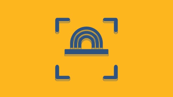 Blue Fingerprint Icon Isolated Orange Background App Icon Identification Sign — Video Stock