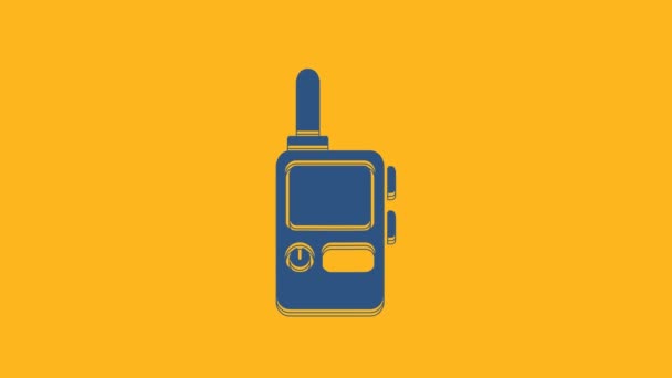 Blue Walkie Talkie Icon Isolated Orange Background Portable Radio Transmitter — Stock video