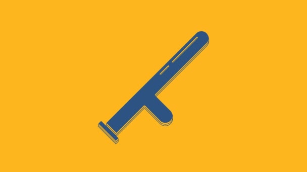 Blue Police Rubber Baton Icon Isolated Orange Background Rubber Truncheon — Stock videók