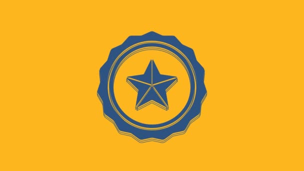 Blue Police Badge Icon Isolated Orange Background Sheriff Badge Sign — Stock Video