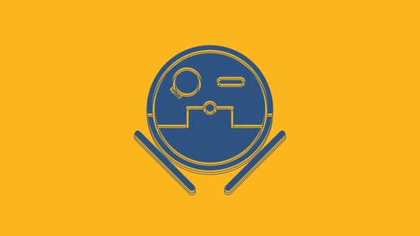 Blue Robot Vacuum Cleaner Icon Isolated Orange Background Home Smart — ストック動画